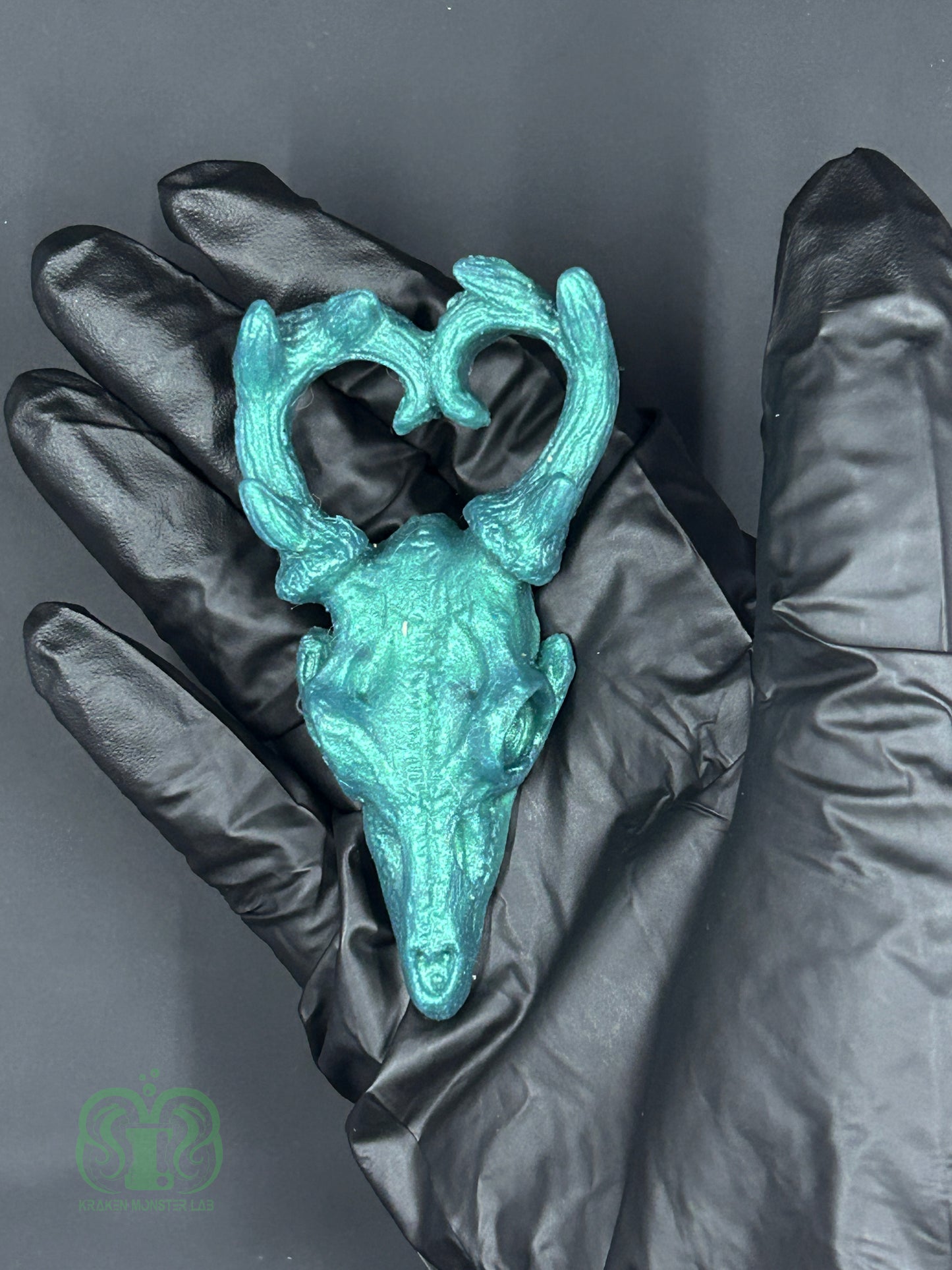 Forest Deer Skull Squishy- Metallic Green