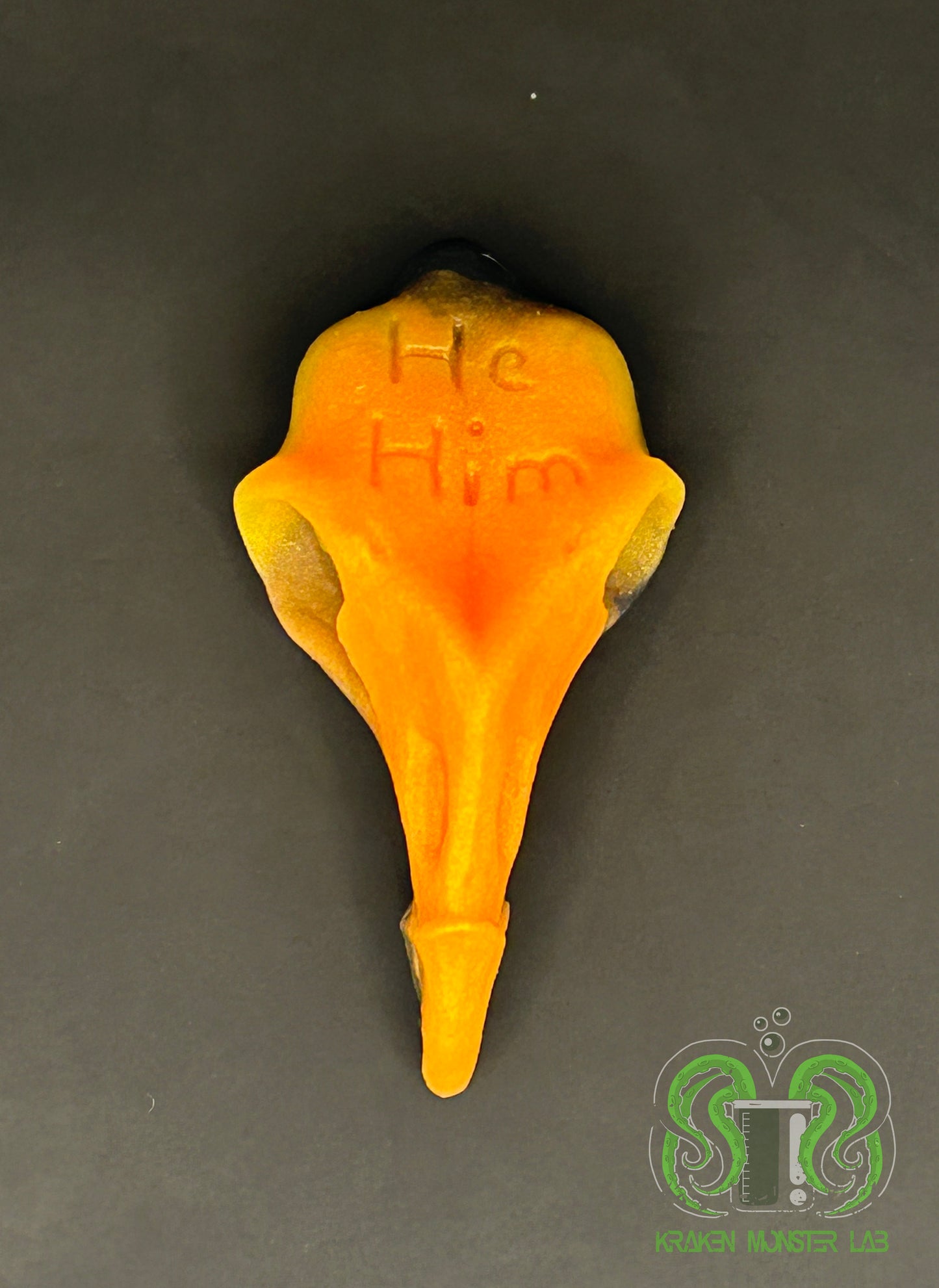 he/him - Cronoun Squish - Lava - Orange & Black