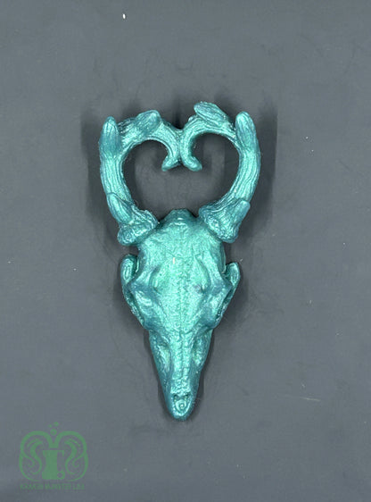 Forest Deer Skull Squishy-  Metallic Green