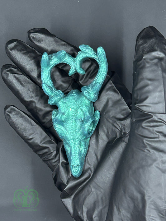 Forest Deer Skull Squishy-  Metallic Green